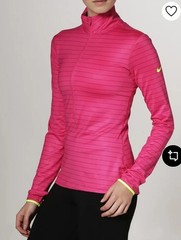 Nike Pro Hyperwarm Striped Half Zip Long Sleeve Mock Neck Small