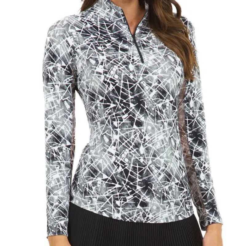 NWT Ladies IBKUL EVIE Black Long Sleeve Mock Golf Shirt – XS S M L XL & XXL