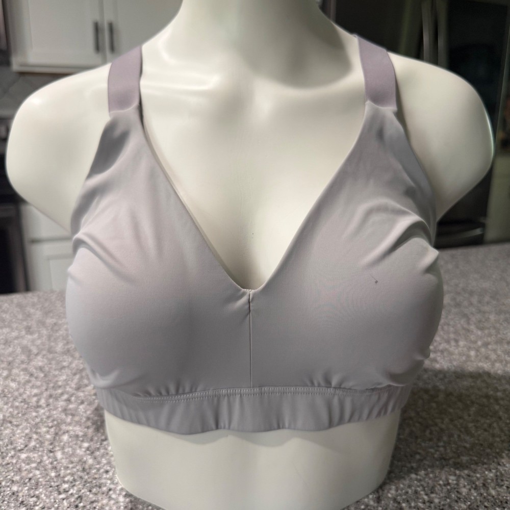 Athleta Womens Gray Adjustable T-Back V-Neck Sports Bra Size Large RN 54023