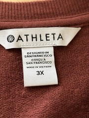 Athleta Rust Long Sleeve Top Vneck Athletic Activewear Plus Thumbholes 3X