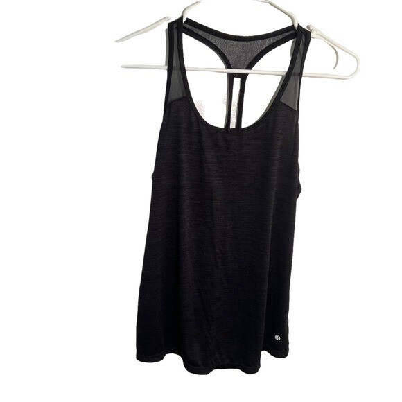 Layer 8 Women’s Size Small Racerback Tank Top Heathered Black Mesh Qwick-Dry