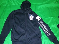 Kuromi Graphic Hoodie Womens Small Black Pink Sanrio Pullover