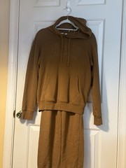 GAP Women’s Brown 2-Piece Sweatsuit Set Hoodie & Pants XS Fleece Pockets