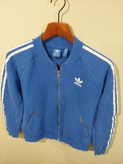 Adidas Originals Women’s Blue Quilted Zip Up Jacket Sz Medium Sports Logo Bold