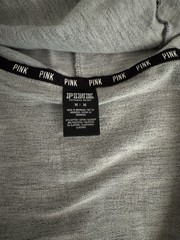 PINK Women’s Regular Full Zip Hooded Logo Hoodie Heathered Gray Blue Size M