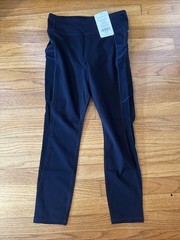 Women’s Fabletics Black Leggings Trinity Mid-rise Pocket 7/8 Mesh Side Panels M