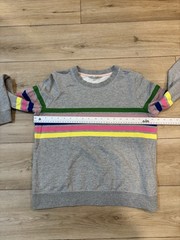 Boden Womens Hannah Crewneck Sweatshirt Grey Spring Stripes Small S 100% Cotton