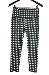 Albion Fit Black Gray & White Checkered Pattern Leggings Size Meas 26 x 23.5