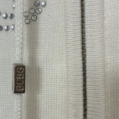 BCBGMAXAZRIA White Rhinestone Logo Full Zip Hooded Hoodie Pockets Women’s S