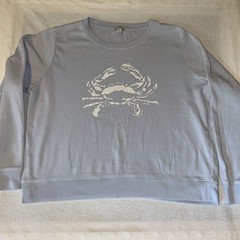 J.Crew Factory Crab X Large Pullover Sweatshirt Periwinkle Blue Long Sleeve