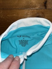 NWT G LIFESTYLE UPF 1/4 Zip Long sleeve Pullover Caribbean Turquoise White M