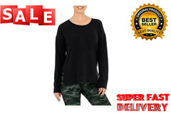 AW Athleisure French Terry Pullover Sweatshirt Women’s SIZE L Black –A11–