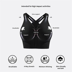 Women Zip Front Sports Bra Wireless Post-Surgery Bra Active Yoga Fitness Bras