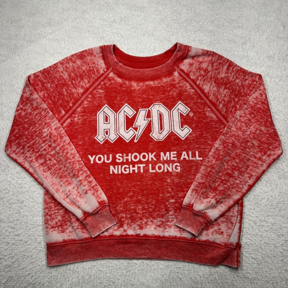 Recycled Karma AC/DC Oversized Sweater Red “Have a Drink on Me” Women’s Size S