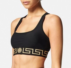 Versace Women’s Black Stretch La Greeca Sport Bra US S IT 40