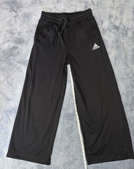 adidas Women’s Black Solid Track Pants Size S Regular Drawstring Elastic Waist