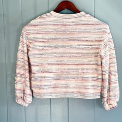 Madewell Cropped Rainbow Stripe Balloon Sleeve Knit Top XS Space Dye Retro Indie
