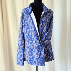 Lilly Pulitzer Leona Zip Jacket XL Easy To Spot Navy Leopard Gold Logo