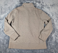 L.L. Bean Brown Quilted Full Zip Mock Neck Long Sleeve Sweatshirt Sz M Petite
