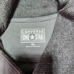 Converse One Star Sweatshirt Womens XL Gray Henley Balloon Sleeve Pullover
