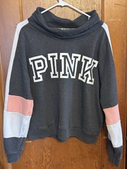 Victoria’s Secret Pink Scoop Neck Sweatshirt Gray/Blue Pink White Colorblock L