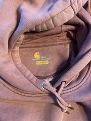 Carhartt Women’s Pink Logo Pullover Fleece Hoodie w/ Pockets Size S (4/6)