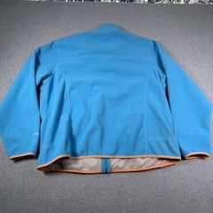 LL Bean Polartec Fleece Jacket Mens XL Blue Orange Trim Full Zip Mock Neck
