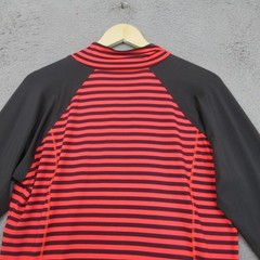 Hannah Shirt Womens XL Black Orange Stripe 1/4 Zip Mock Neck Long Sleeve Running
