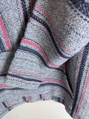 Original Senor Lopez Gray Pink Blue Striped Hoodie Pockets Drawstring L NWOT