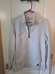L.L. Bean Womens Quilted Quarter Zip Pullover Sweatshirt Size XL Gray