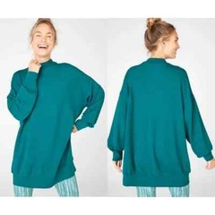 OVERSIZED Fabletics Jody Mock Neck Pullover Sweatshirt Teal Blue Women;s XXS