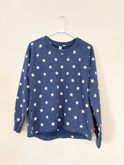 Alternative Apparel Navy with Stars Crewneck Sweatshirt with Raw Hem | M, XL