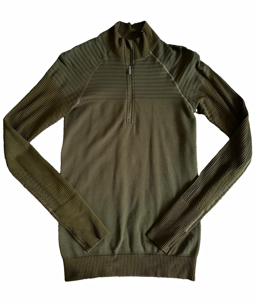 lululemon Women’s Green 1/4 Zip Mock Neck Stretch Pullover Top Size 4
