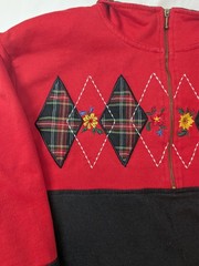 Vintage Flower Sweatshirt Womens Large Petite Nature Mock Neck Cottagecore 90s