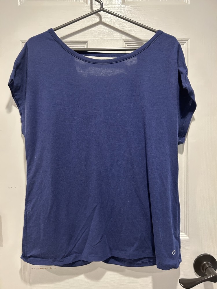 GapFit Dry size Large blue Open Back Cap Sleeve Activewear Breathable Top Shirt