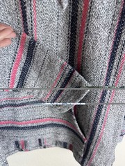 Original Senor Lopez Gray Pink Blue Striped Hoodie Pockets Drawstring L NWOT
