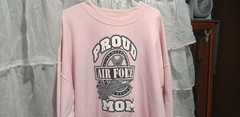 Gently Used PROUD AIR FORCE MOM Sweatshirt Light Pink 2XL 50% cotton 50% poly