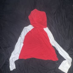 PINK Victoria’s Secret Women’s Red/White Colorblock Fleece Hoodie S Regular
