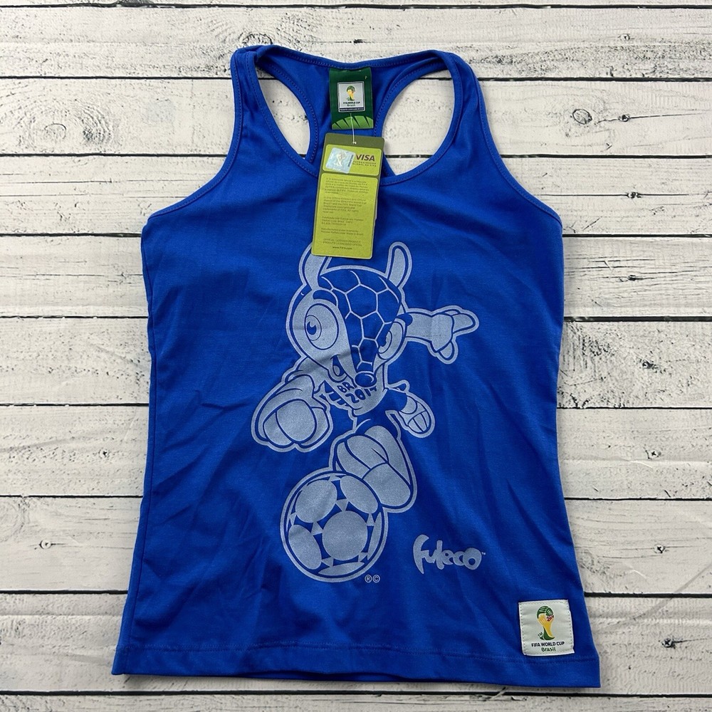 NEW FIFA World Cup Brasil Soccer Racer Back Tank Top Shirt Women’s Small Blue