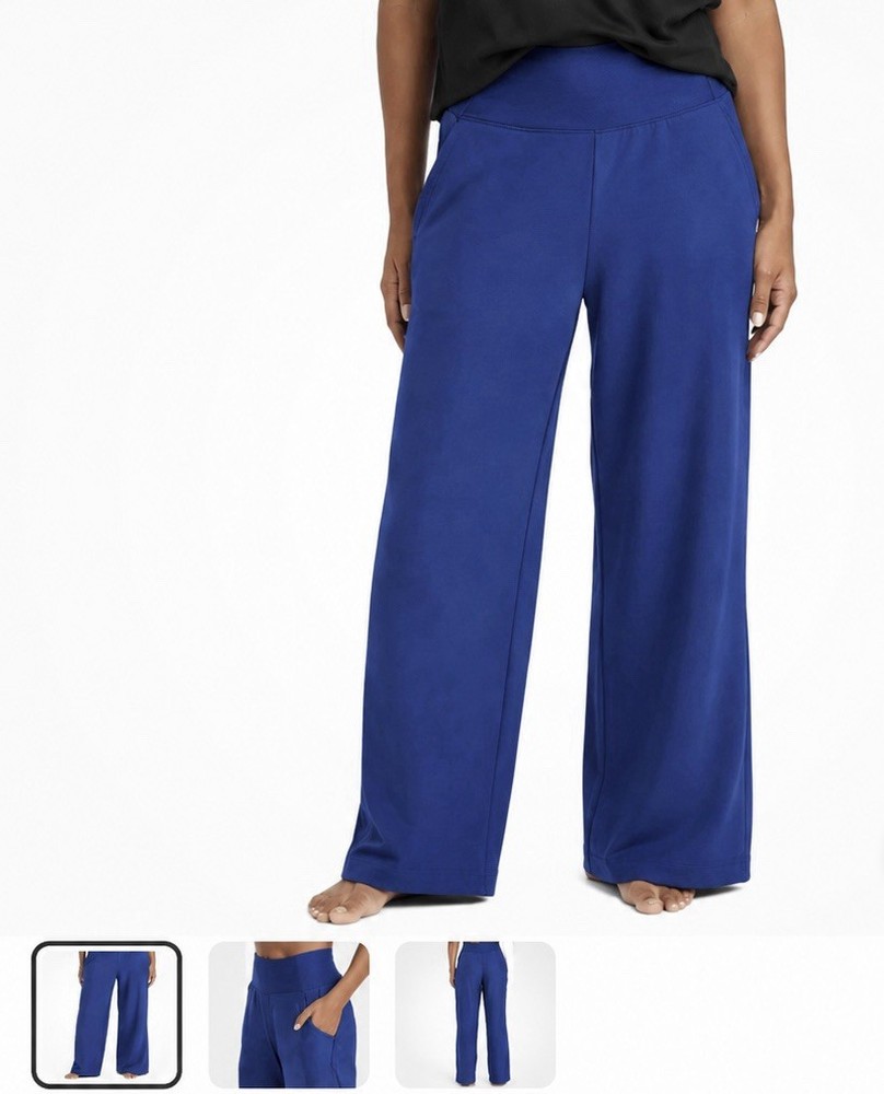 Women’s Knit Mid-Rise Wide Leg Pants – All in Motion Royal Blue Size XL Petite