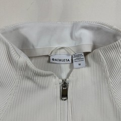Athleta Salutation Ribbed Full Zip Jacket in White, Size 1X