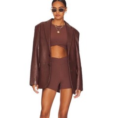 L*Space x Tessa Brooks Carter Crossover Bike Shorts Café Brown Size Small