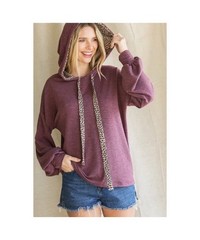 7th Ray Boutique Purple Cheetah Print Hooded Sweatshirt Size 1X