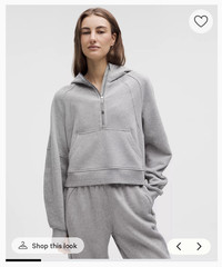 lululemon Scuba Oversized Half Zip Hooded Hoodie Pockets Thumbholes Gray M/L
