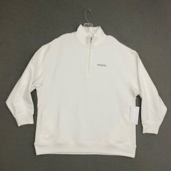 Athleta Forever Fleece Sweatshirt Womens XL White 1/4 Zip Pullover Activewear