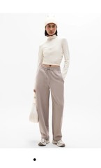 Athleta Forever fleece mid rise barrel pant- Medium M Mortar Mushroom – nwt