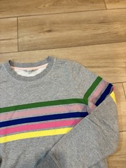 Boden Womens Hannah Crewneck Sweatshirt Grey Spring Stripes Small S 100% Cotton