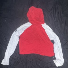 PINK Victoria’s Secret Women’s Red/White Colorblock Fleece Hoodie S Regular