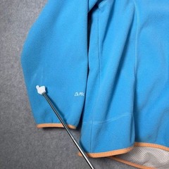 LL Bean Polartec Fleece Jacket Mens XL Blue Orange Trim Full Zip Mock Neck