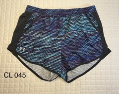 Under Armour Women’s Running Shorts Blue Purple Print Built In Brief 30” Waist